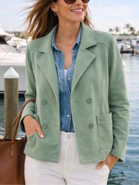 Tommy Bahama Fern Green Double-Breasted Peacoat